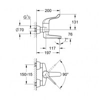 MONOMANDO LAVABO MURAL EUROECO GROHE